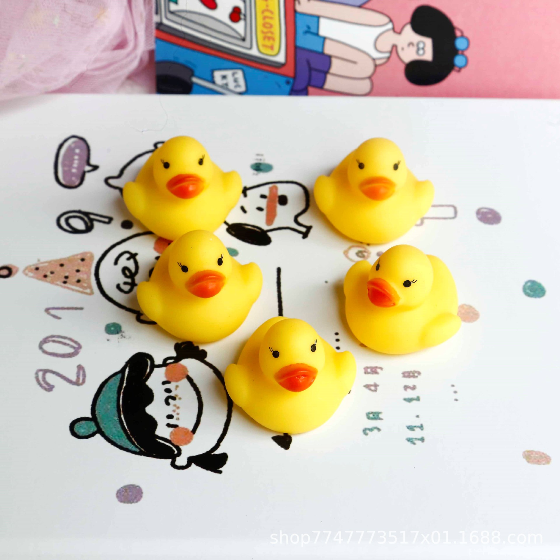 婴儿宝宝洗澡小黄鸭儿童游泳池戏水捏捏叫发声搪胶鸭子男女孩玩具