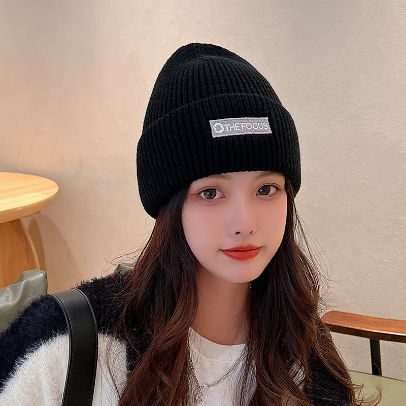 秋冬韩版时尚国潮针织保暖毛线帽子男女情侣街头百搭白色女冬