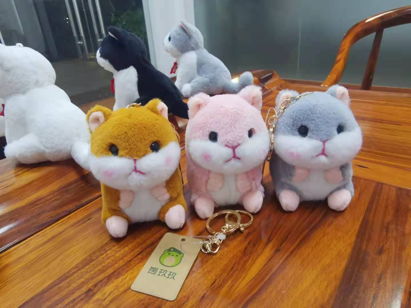 可爱仓鼠钥匙环挂件小兔子熊猫背包挂饰毛绒玩具森林动物萌萌公仔