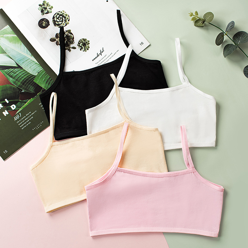 单层女童学生背心吊带 发育期棉10岁到14岁小背心单层少女背心
