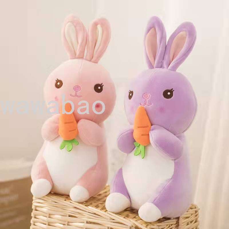 小兔子毛绒玩具可爱抱胡萝卜兔子毛绒玩偶小白兔抱枕