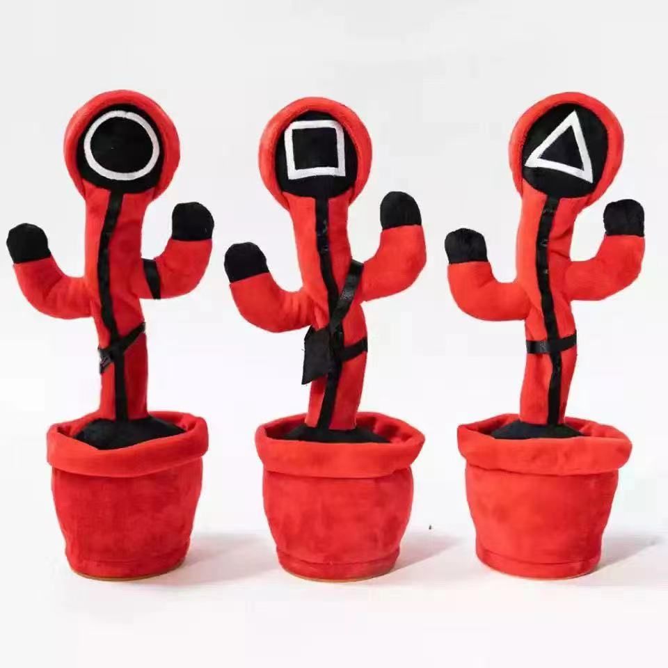 跨境新款跳舞摇摆郁金香妖娆玫瑰花  唱歌录音毛绒玩具仙人掌同款