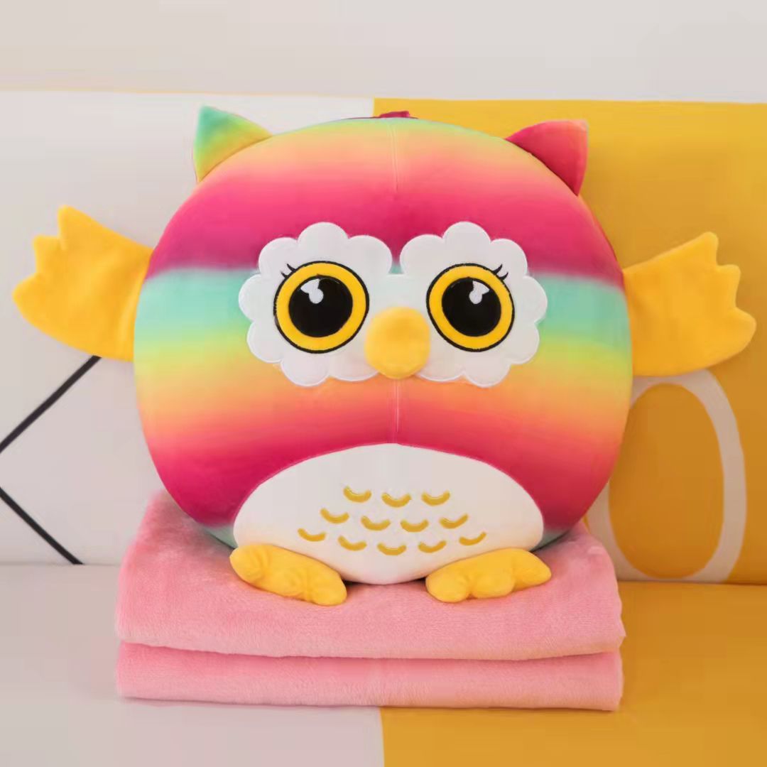 卡通猫头鹰抱枕被子两用毛绒玩具猫头鹰公仔玩偶布娃娃生日礼物女