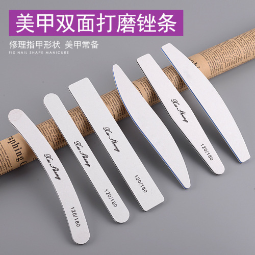 Factory Direct Manicure Tools White Sand Yuan Straight Double-Sided Sandpaper File Manicure Double-Sided sanding Strip