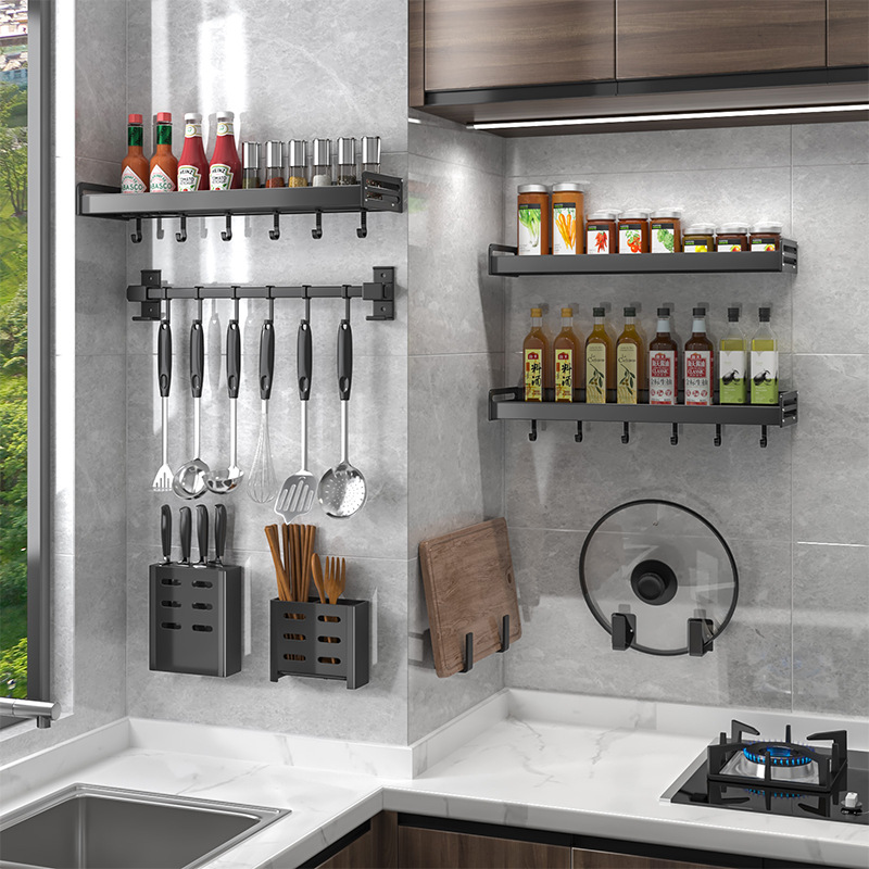 厨房置物架调料架壁挂家用锅挂架碗碟收纳厨房用品大全沥水