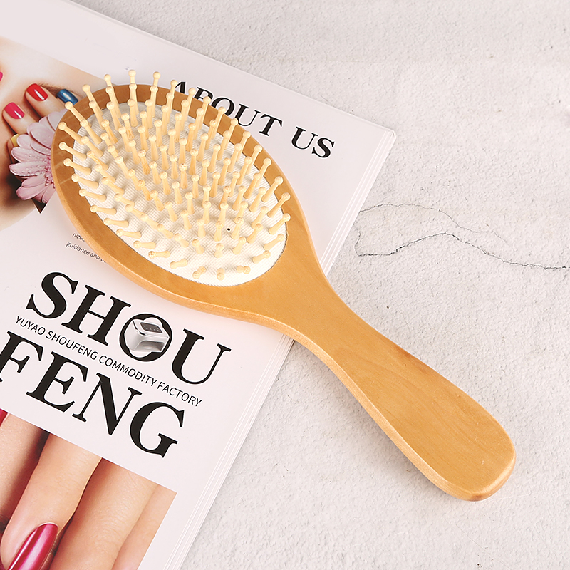 厂家直销新款 气囊梳 美发气垫梳 原木色按摩梳顺发梳 荷木梳子