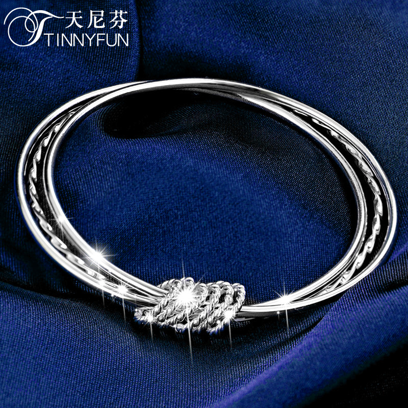 遇见三生三世手镯女s999足银三圈手环镯子七夕情人节礼物手
