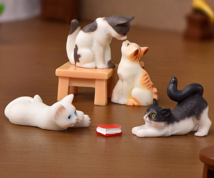 写实小猫 创意微景观树脂工艺品卡通可爱小猫 仿真动物水晶球配件