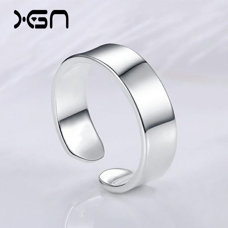 S925纯银 光面单身男士戒指简约ins冷淡风素圈开口指环可调节配饰