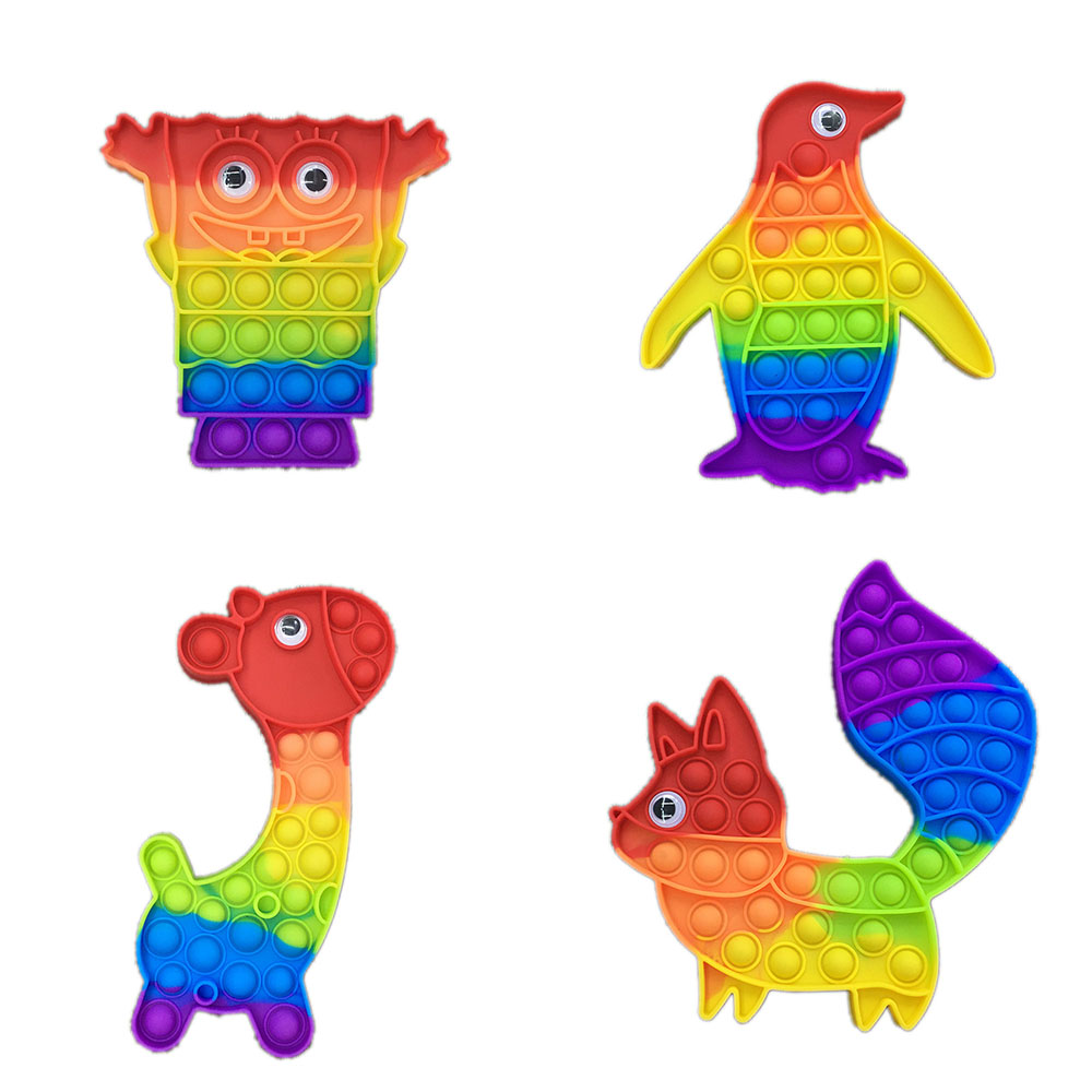 彩虹马卡龙糖果色海绵宝宝卡通小鹿小企鹅大尾巴狐狸动物灭鼠先锋