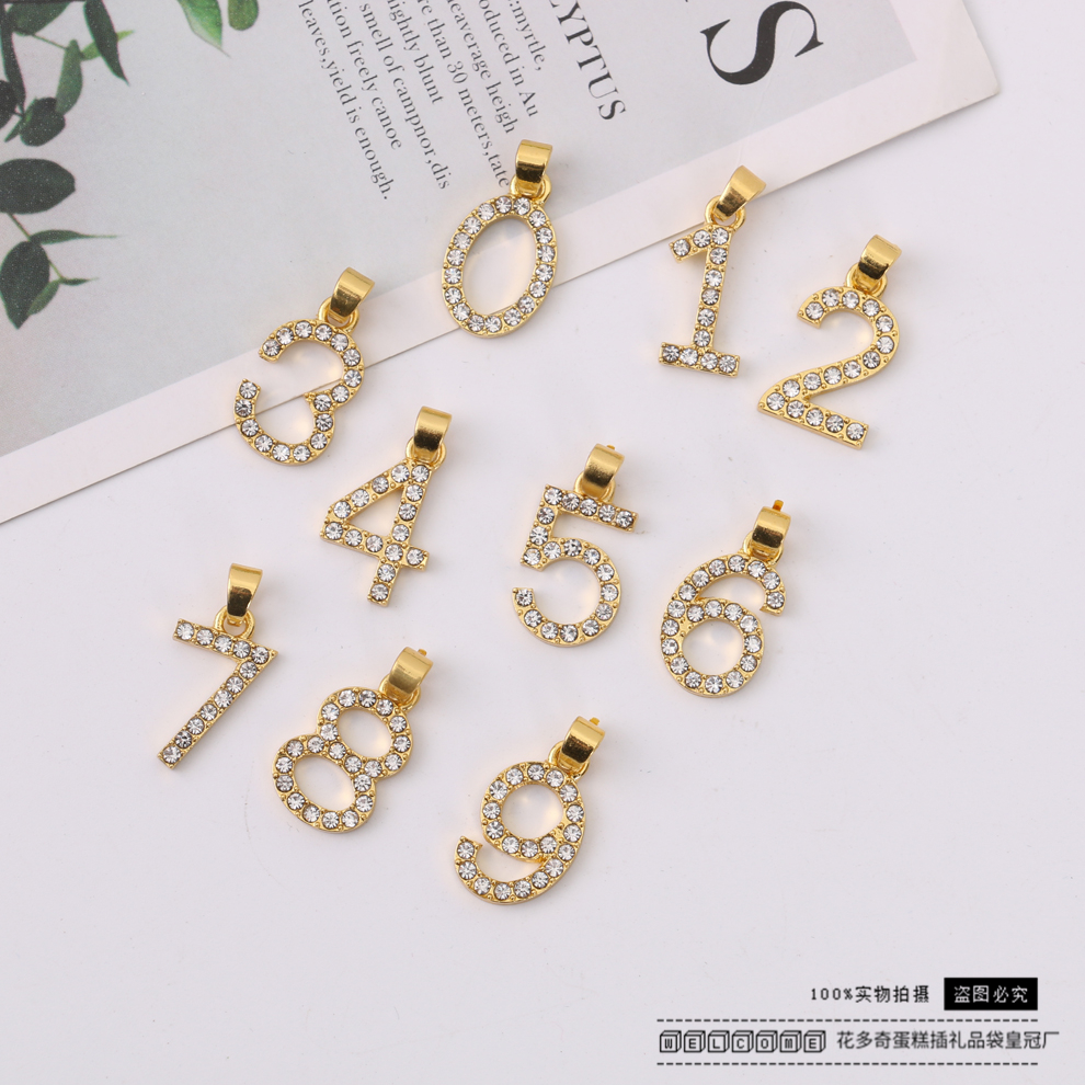 时尚流行阿拉伯数字水钻吊坠项链女 简约学生颈链 韩版个性项链