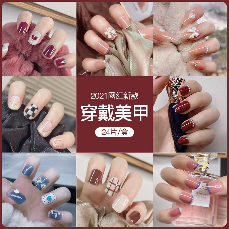 穿戴甲新款美甲片欧美成品女指甲片穿戴美甲贴片指甲贴片可拆卸