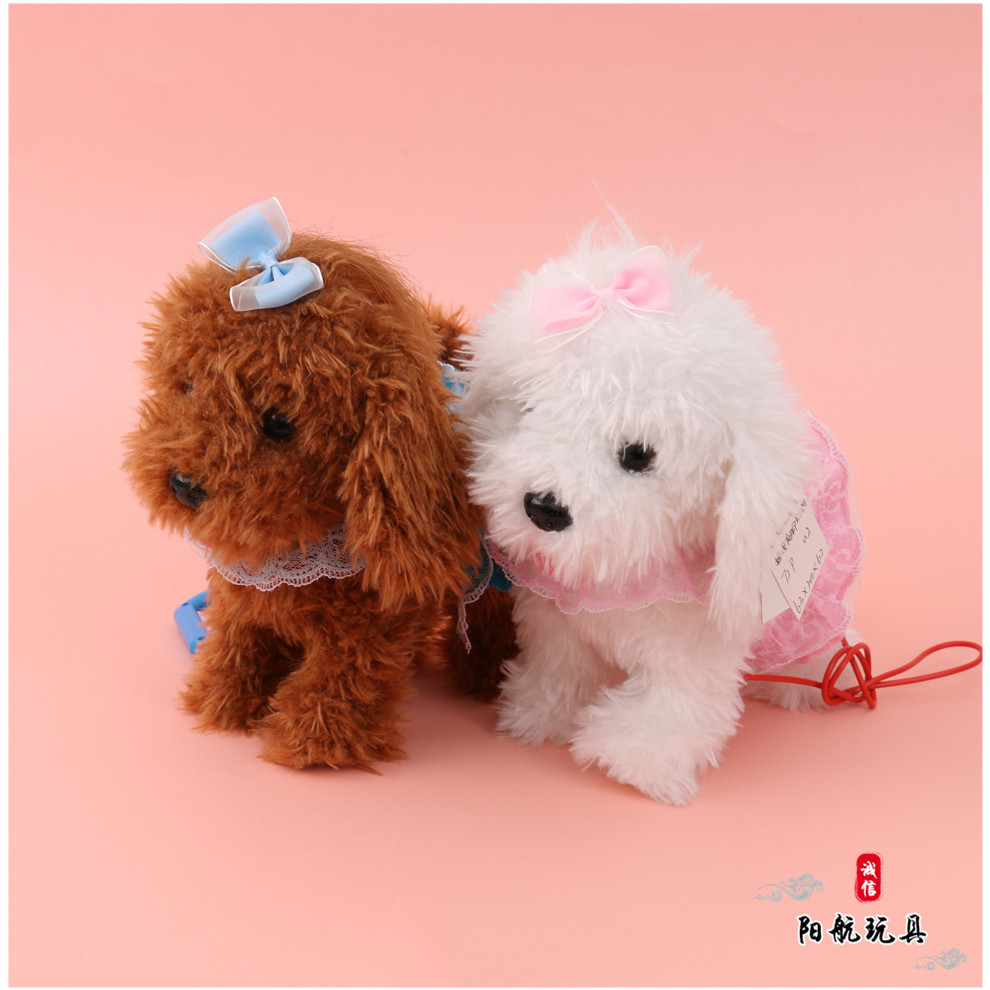 可爱仿真毛绒玩具插线电动小狗公仔儿童玩偶生日礼物