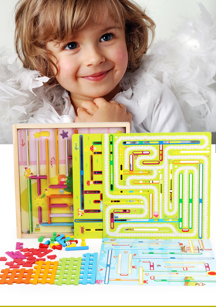 磁性迷宫玩具儿童益智力动脑多功能专注力训练磁力运笔走珠2-3岁4
