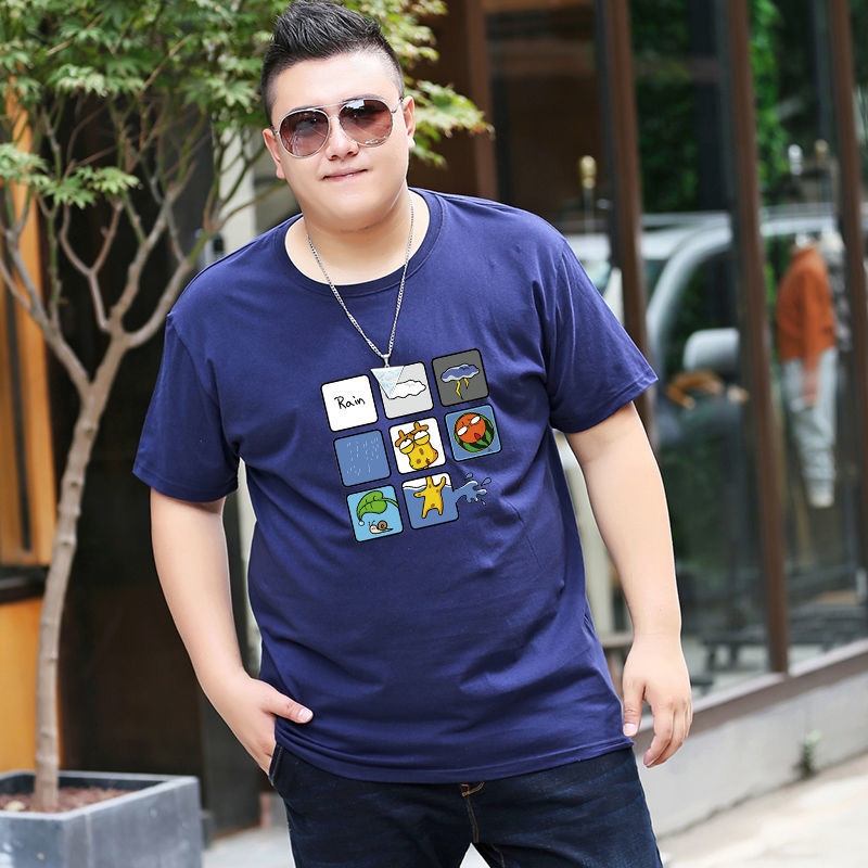 珠迪男士短袖T恤加肥加大码宽松运动半袖特体大胖子圆领t休闲男装