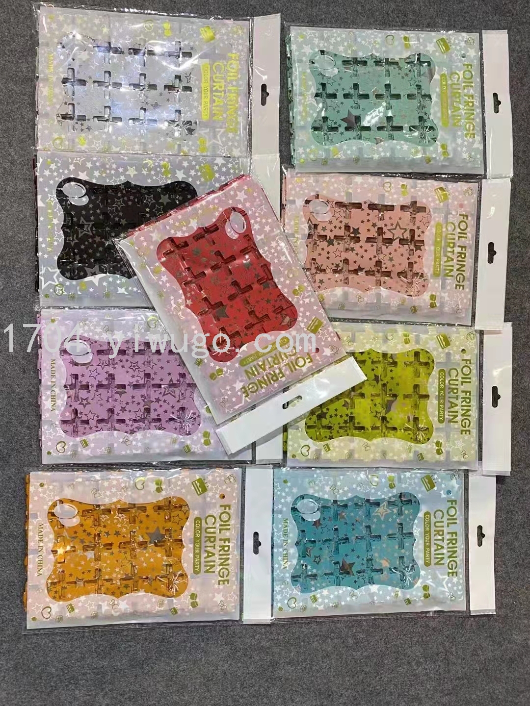 新款超亮印花雨丝生日派对背景装饰流苏亮光方块雨丝帘