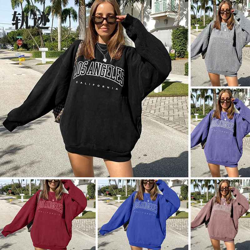 卫衣女宽松女装欧美亚马逊外贸字母印花长袖上衣外套2021卫衣女秋