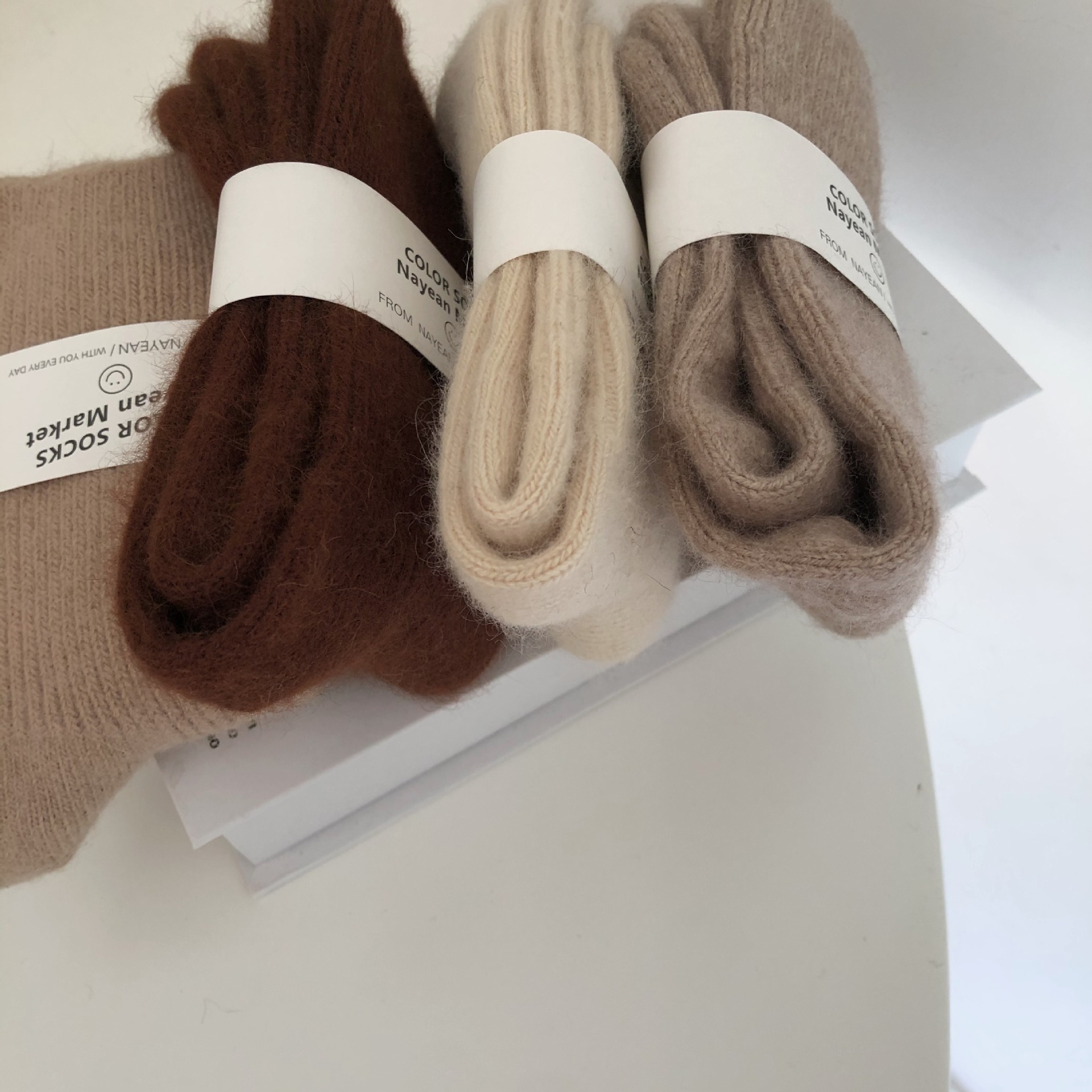 南业袜子21秋冬韩国ins长绒兔羊毛袜chao柔软绵密女士中筒袜子女