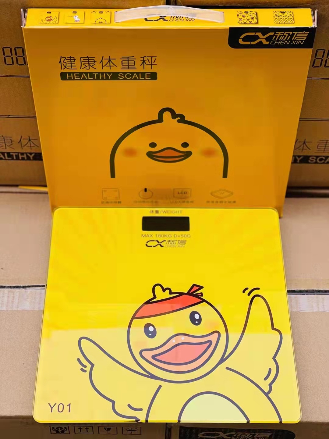 小黄鸭人体秤方形体重秤28cm时尚电子秤体重健康称商务+logo礼品