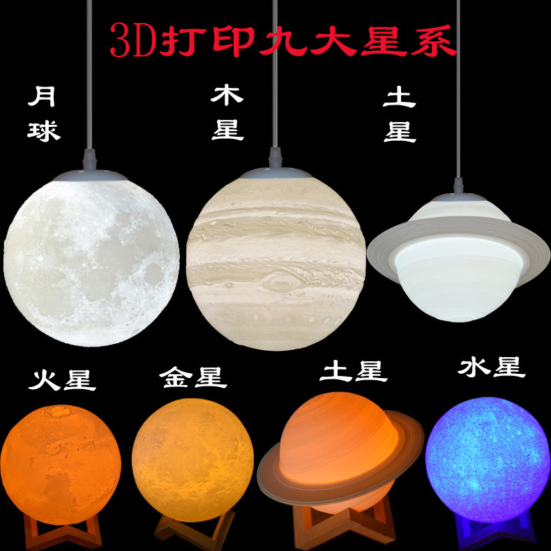 网红八大行星木星火星地球灯月球星球吊灯服装店餐厅幼儿园装饰