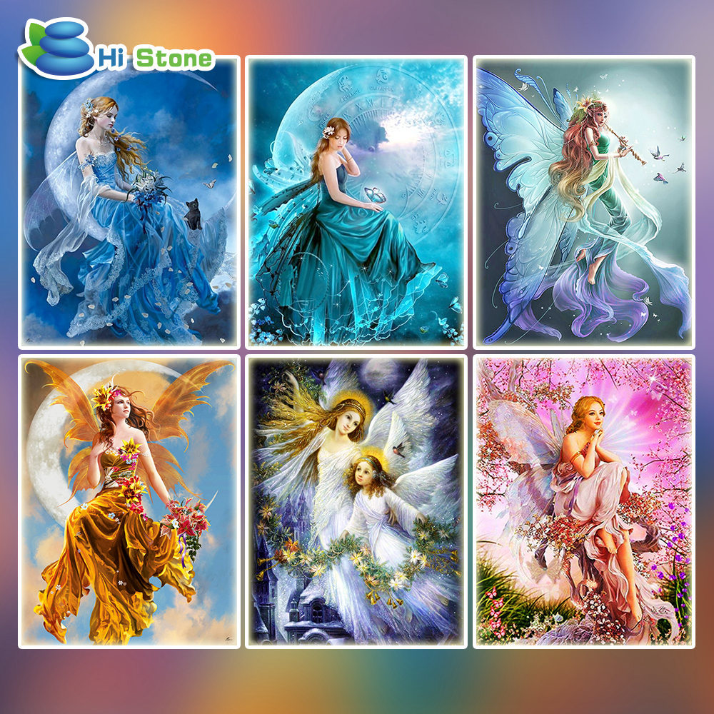 5d钻石画月亮天使手工贴钻diy非满钻挂画儿童手工跨境十字绣批发