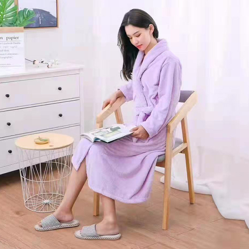 珊瑚绒浴袍 秋冬女浴衣女士睡袍厂家批发长款情侣家居服酒店浴袍