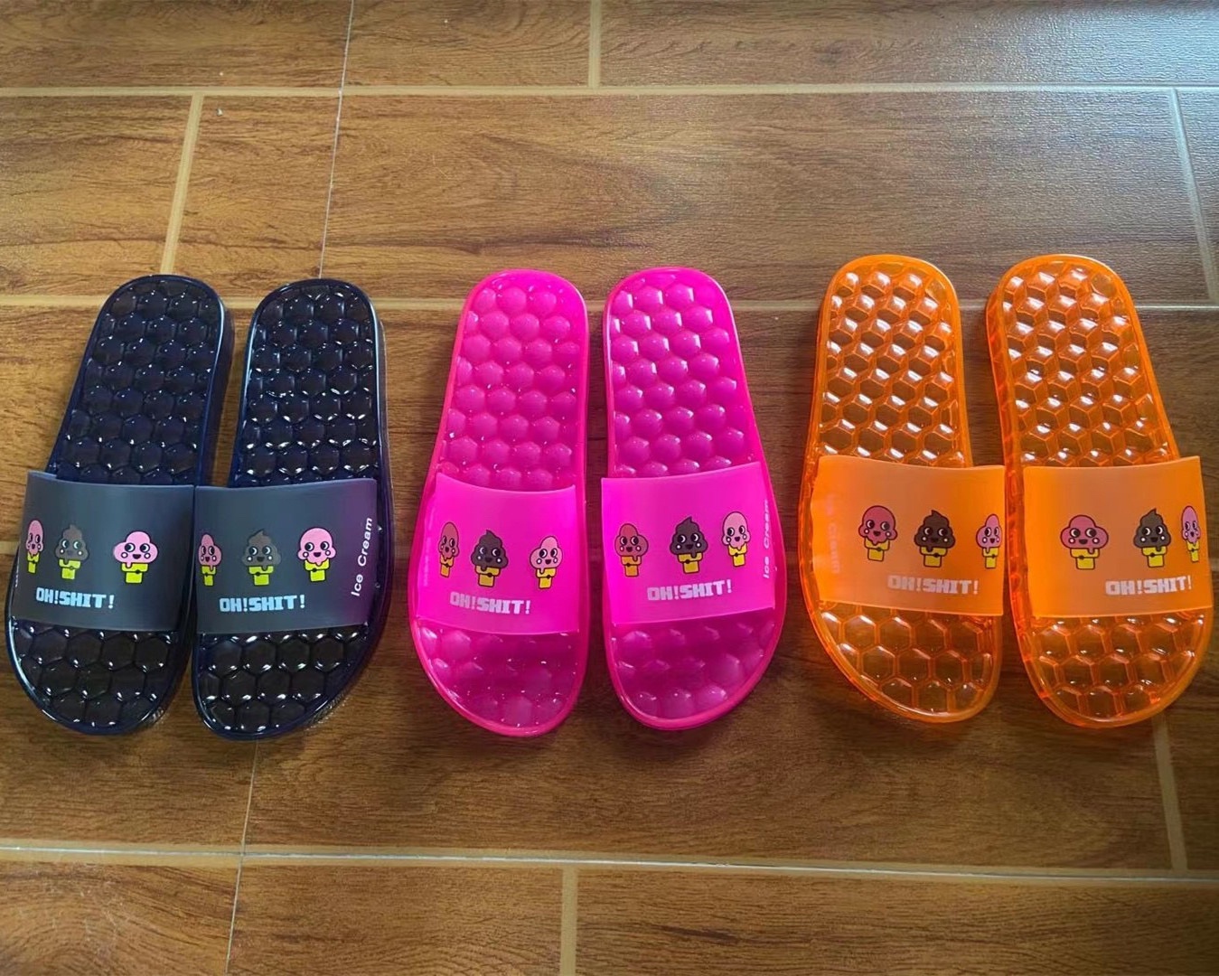 拖鞋女夏季时尚外穿平底一字拖水晶透明底可爱卡通凉拖鞋