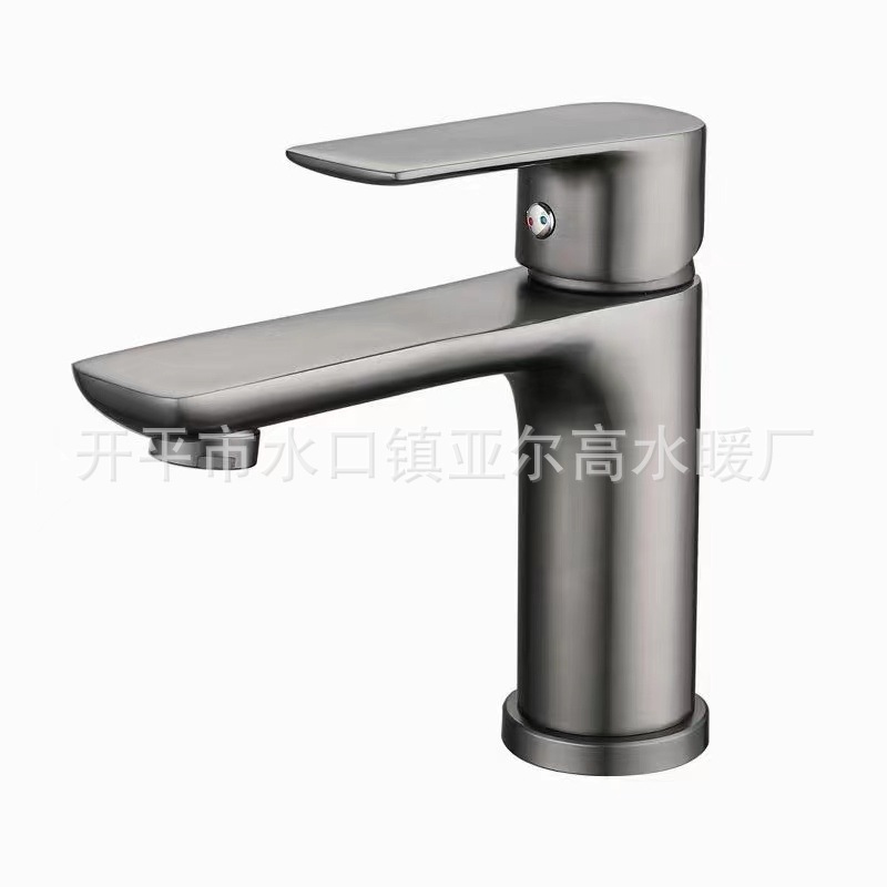 【厂家】枪灰色304不锈钢 冷热面盆水龙头 洗脸盆 洗手盆面盆龙头