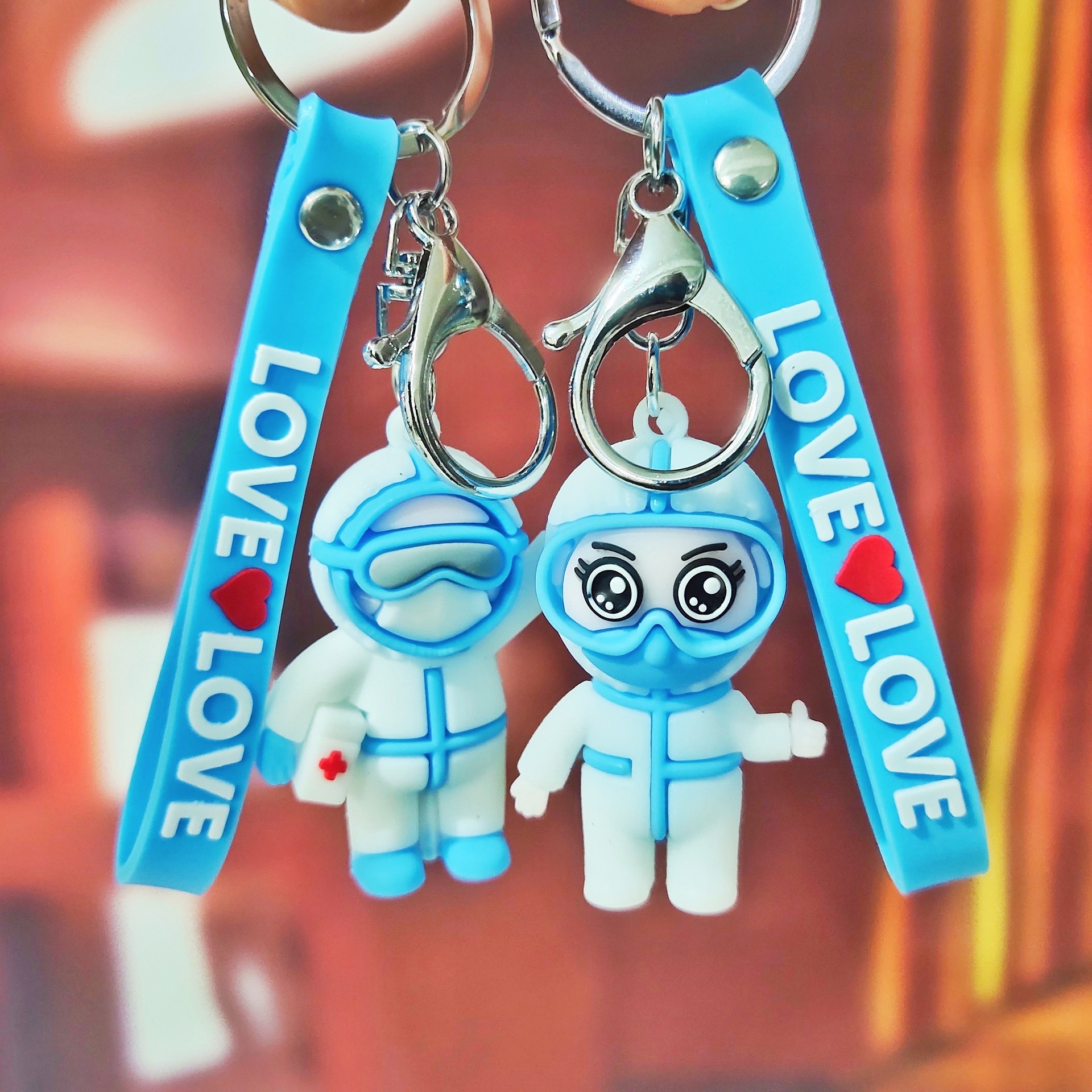 卡通爱心绳白衣天使钥匙扣可爱男女背包挂件汽车钥匙扣小礼物批发