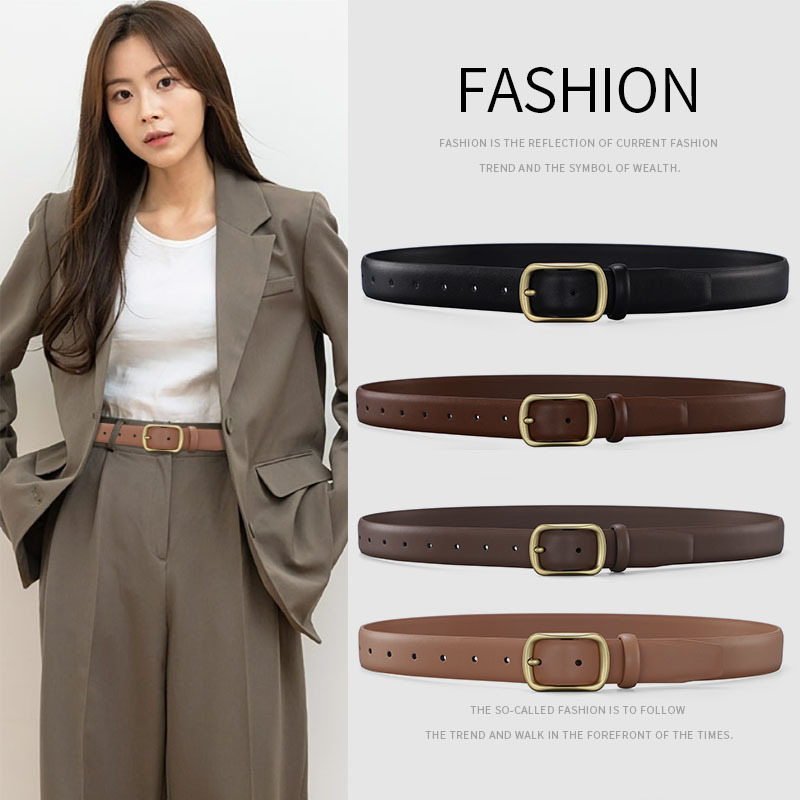 现货新款女士腰带女针扣皮带女细款纯牛皮百搭简约牛仔西装裙裤带