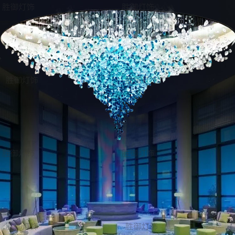 别墅楼梯宴会厅酒店大堂吧台琉璃石头吊灯售楼部沙盘非标工程灯具