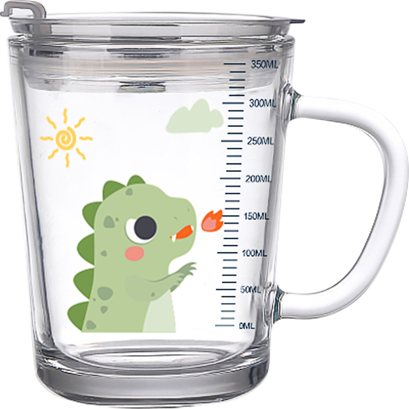 [包邮]圣诞儿童牛奶杯高颜值玻璃吸管杯带盖玻璃杯大容量水杯耐摔