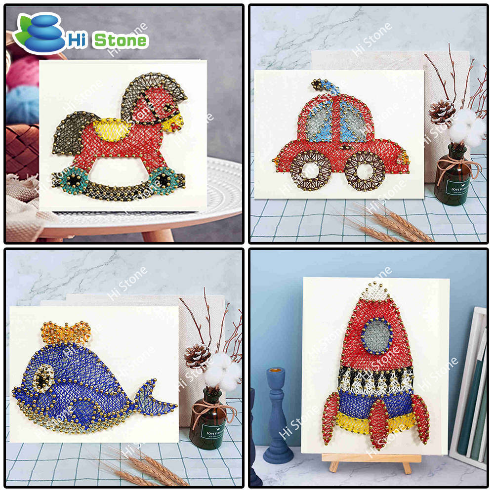 卡通钉子绕线画diy弦丝画学生手工课摆件装饰画缠绕外贸跨境货源