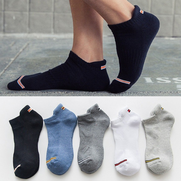 新品袜子男春夏袜薄款船袜纯色提耳透气棉袜运动袜男士短袜男袜