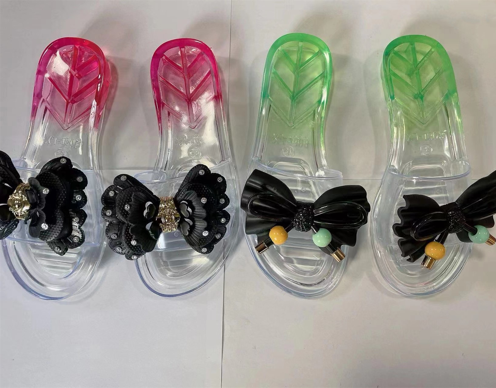 水晶拖鞋女夏季蝴蝶结拖鞋外穿韩版女鞋沙滩凉拖鞋网红ins平底鞋