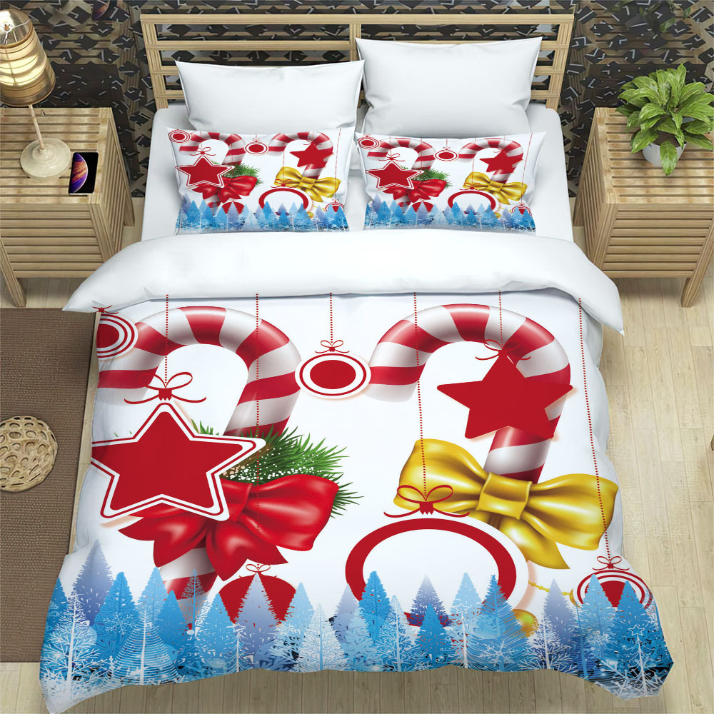 圣诞节3d数码印花被套外贸三件套跨境四件套亚马逊床上用品出口