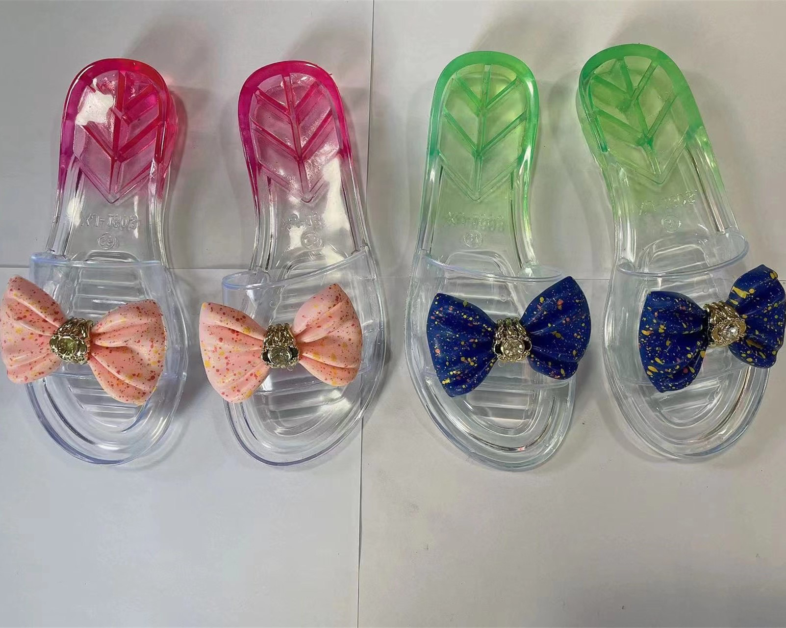 水晶拖鞋女夏季蝴蝶结拖鞋外穿韩版女鞋沙滩鞋凉鞋网红ins平底鞋