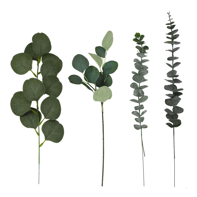 单枝带果尤加利叶 插花diy装饰仿真金钱叶 装饰带果桉树叶跨境