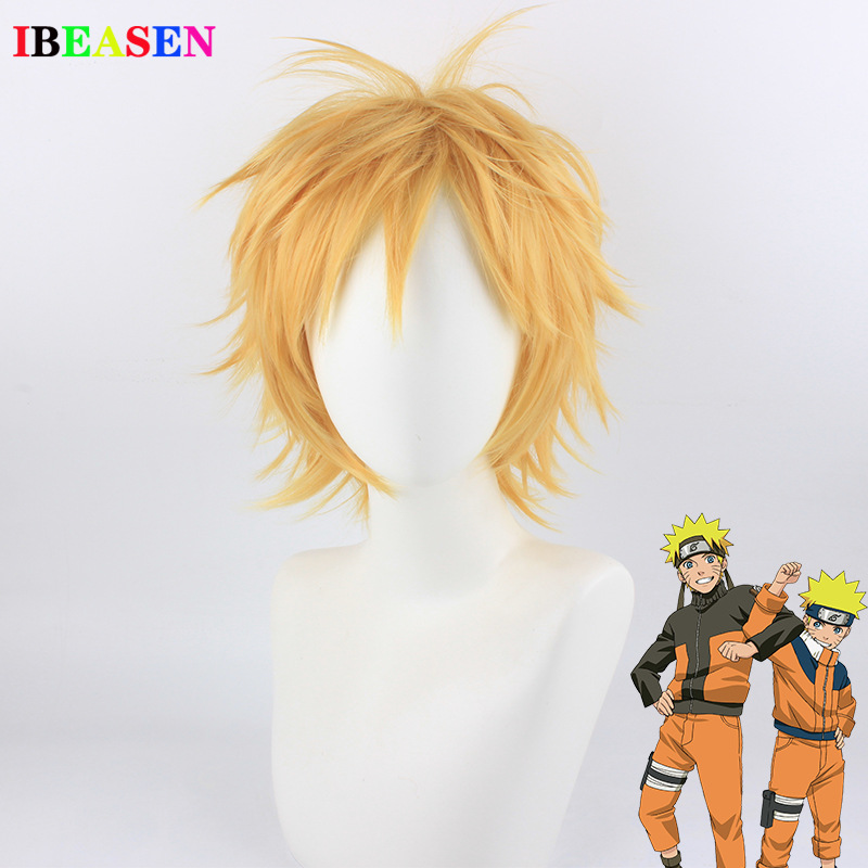动漫火影忍者 漩涡鸣人假发 橙色反翘整顶假发套动漫Cos假发
