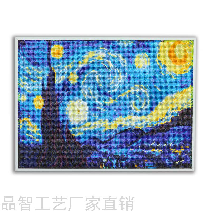 新款满钻带框5d钻石画diy外贸手工白框北欧客厅装饰画客厅挂画