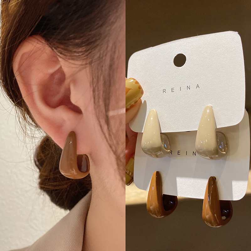 复古法式耳环女2021年秋冬新款潮高级感轻奢小众气质耳钉耳饰女