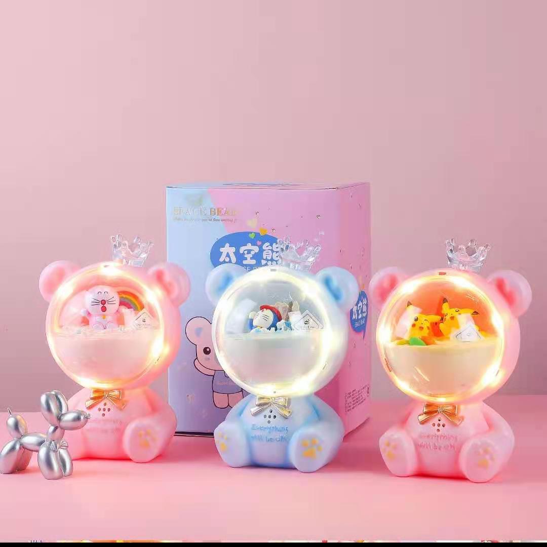 圣诞节创意礼物可装鲜花蛋糕生日礼物情人节礼品发光太空熊苹果罐