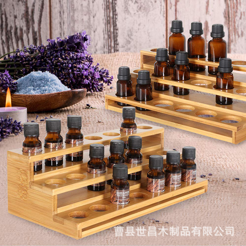 多用竹木精油展示架卧室美容院桌面指甲油化妆品收纳架实木木架