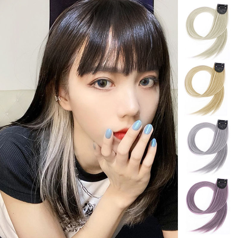 彩色假发片一片式自然无痕直发隐形挑染接发假发女长发挂耳染发片