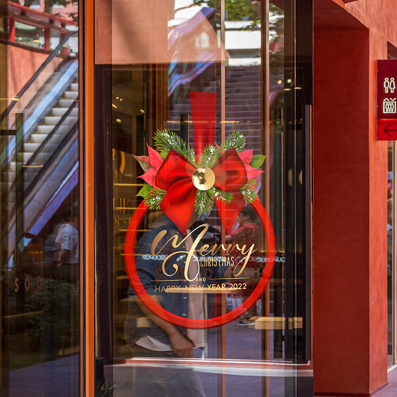 圣诞节吊球喜庆红色松叶蝴蝶结2022年新年快乐售楼处元旦装饰用品