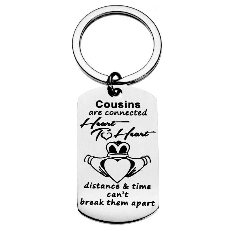 亚马逊新品cousins Heart To Heart送亲戚朋友礼物刻字军牌钥匙扣