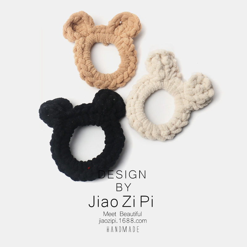 韩国INS网红简约头饰可爱针织小熊发绳动物发圈少女可爱头绳皮筋