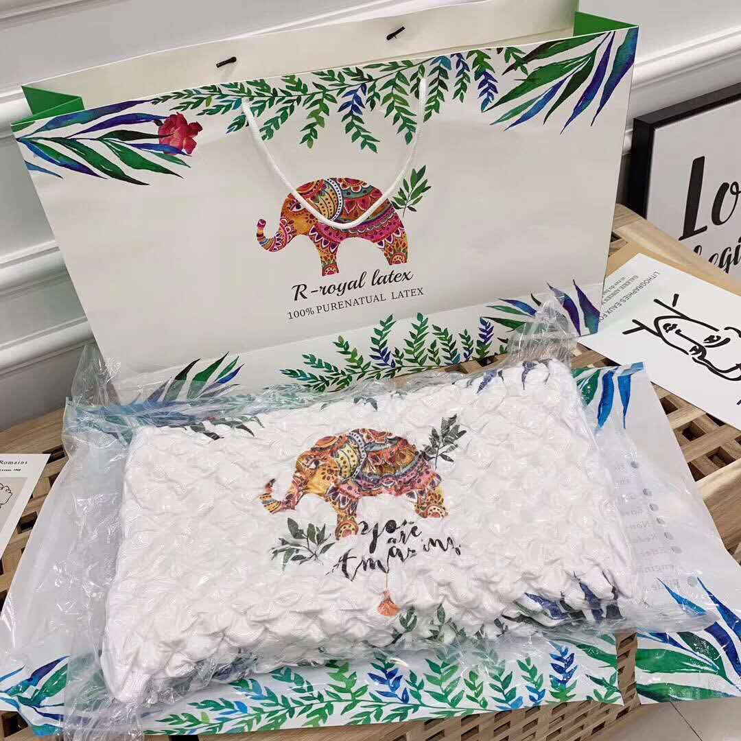 新皇家泰国大象乳胶枕天然乳胶枕头枕芯成人乳胶枕头礼品批发团购