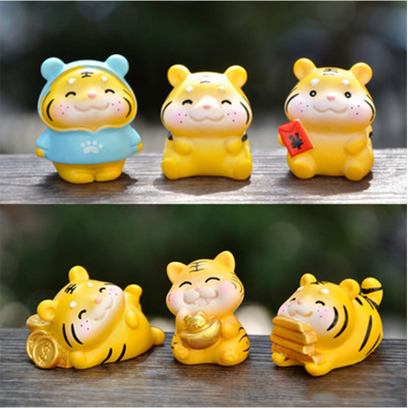 雨衣虎系列 微景观盆景多肉装饰 家居桌面可爱小老虎树脂小摆件