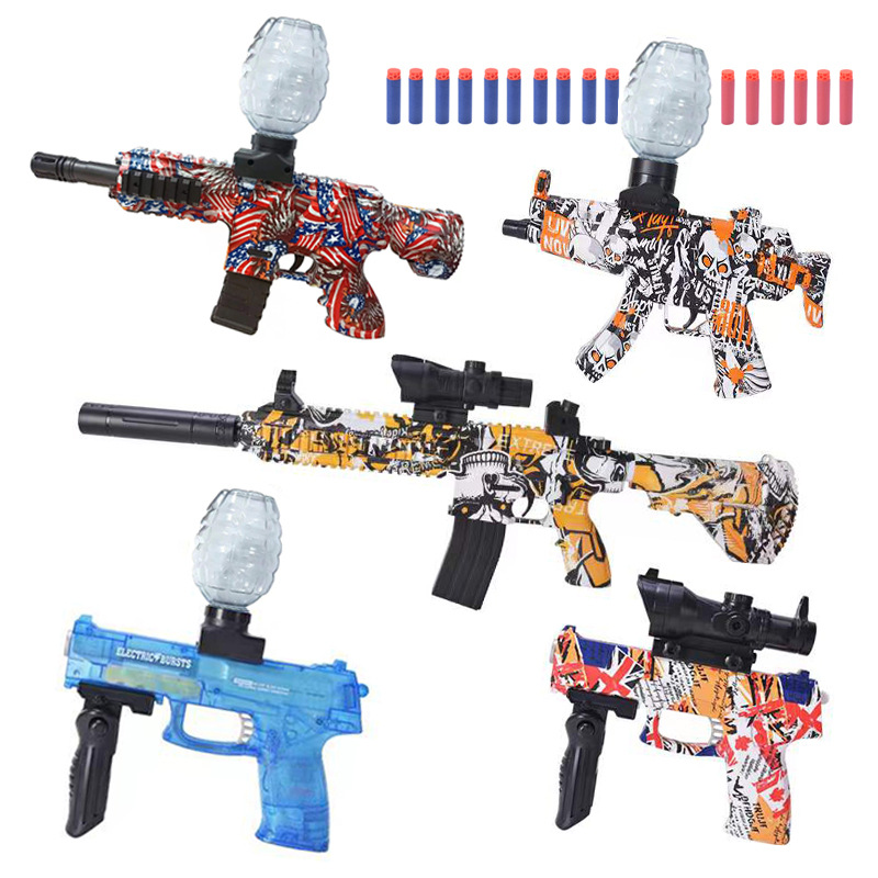 跨境亚马逊热款涂鸦手动电动连发软弹枪互动射击M416软弹枪玩具枪